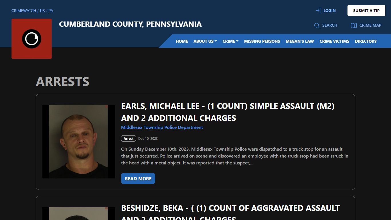Arrests for Cumberland County, Pennsylvania | CRIMEWATCH