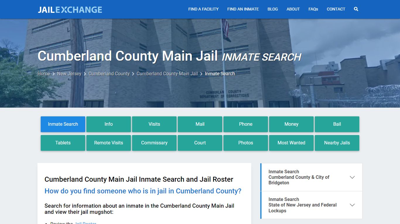 Inmate Search: Roster & Mugshots - Cumberland County Main Jail, NJ